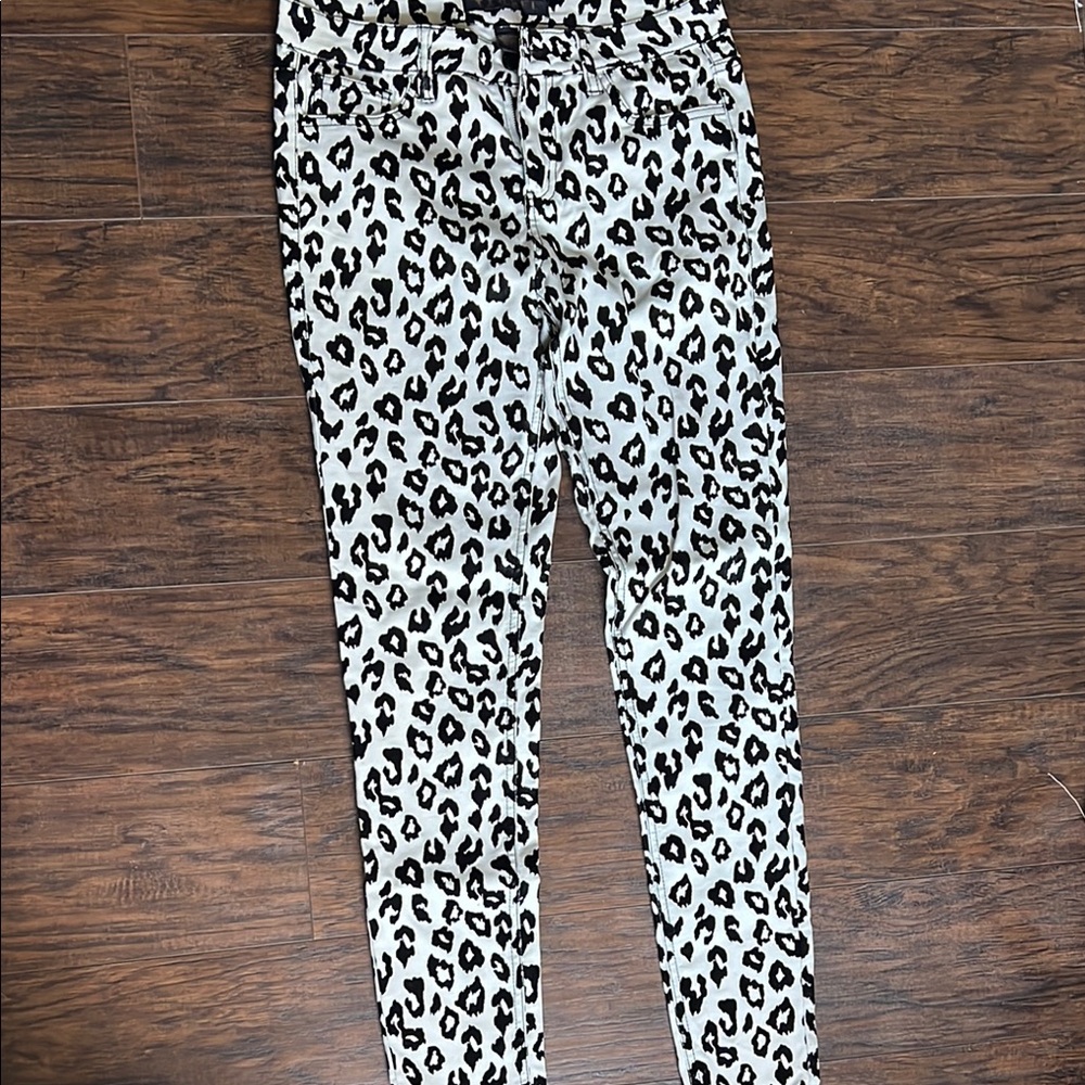 Tinsel Black and White Skinny Jeans with Animal Print